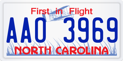 NC license plate AAO3969