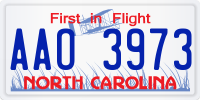 NC license plate AAO3973