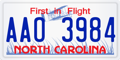NC license plate AAO3984