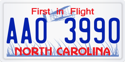 NC license plate AAO3990