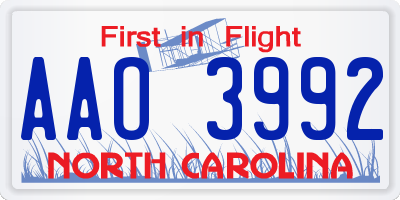 NC license plate AAO3992