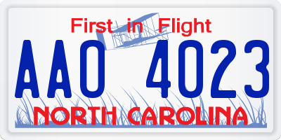 NC license plate AAO4023