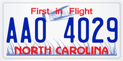 NC license plate AAO4029
