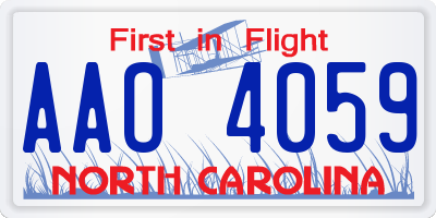 NC license plate AAO4059