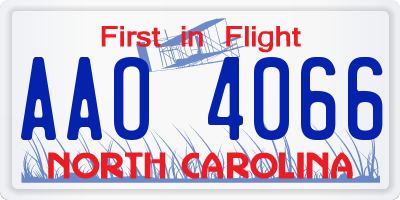 NC license plate AAO4066