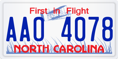 NC license plate AAO4078