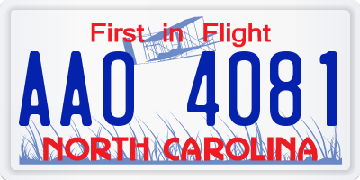 NC license plate AAO4081
