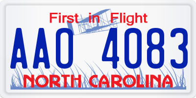 NC license plate AAO4083