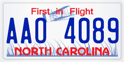 NC license plate AAO4089