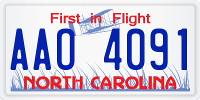 NC license plate AAO4091