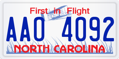 NC license plate AAO4092
