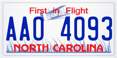 NC license plate AAO4093