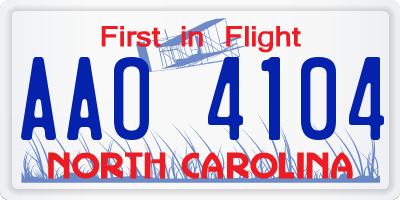 NC license plate AAO4104