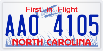NC license plate AAO4105