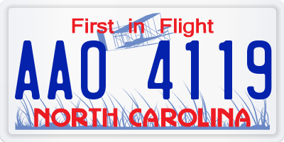 NC license plate AAO4119