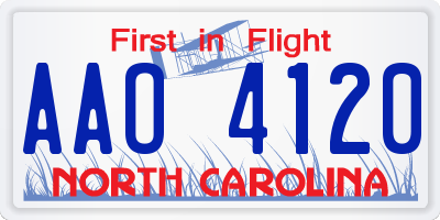 NC license plate AAO4120