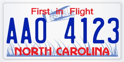 NC license plate AAO4123