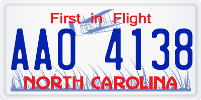 NC license plate AAO4138