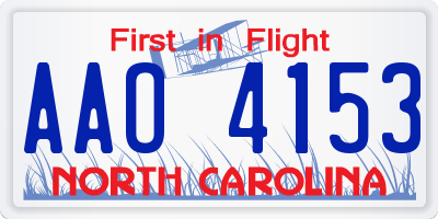 NC license plate AAO4153