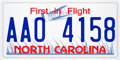 NC license plate AAO4158