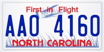 NC license plate AAO4160