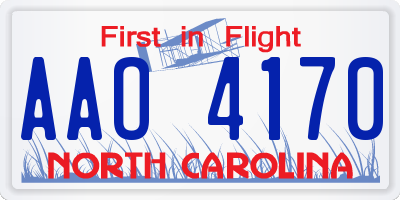 NC license plate AAO4170