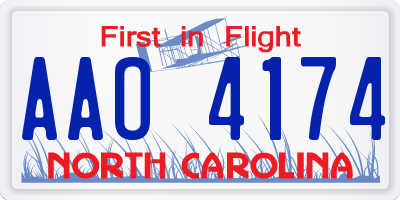NC license plate AAO4174