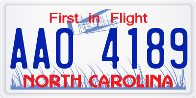 NC license plate AAO4189