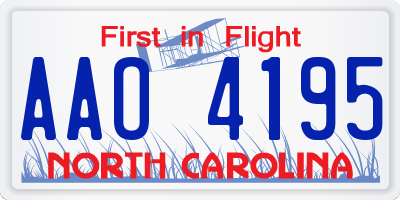 NC license plate AAO4195