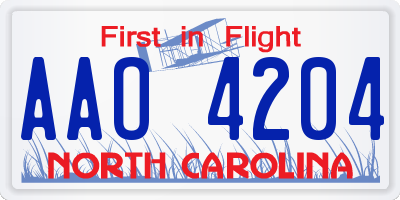 NC license plate AAO4204