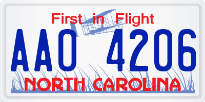 NC license plate AAO4206