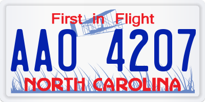 NC license plate AAO4207