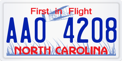 NC license plate AAO4208