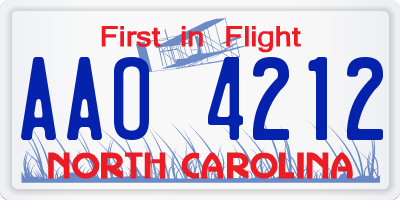 NC license plate AAO4212