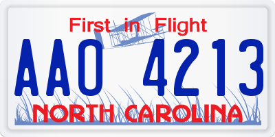NC license plate AAO4213