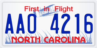 NC license plate AAO4216