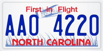 NC license plate AAO4220