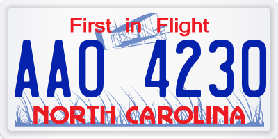 NC license plate AAO4230