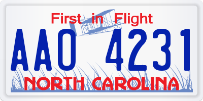 NC license plate AAO4231