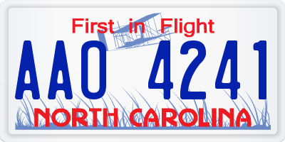 NC license plate AAO4241