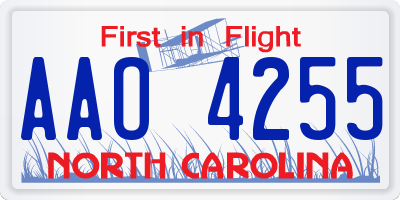 NC license plate AAO4255
