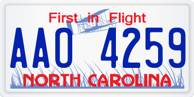 NC license plate AAO4259