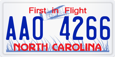 NC license plate AAO4266