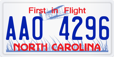 NC license plate AAO4296
