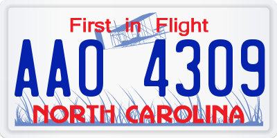 NC license plate AAO4309