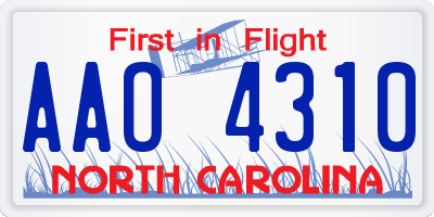 NC license plate AAO4310