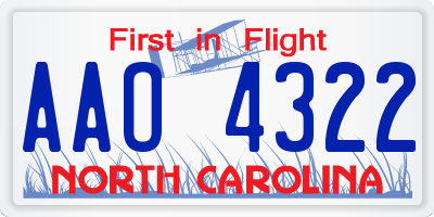 NC license plate AAO4322
