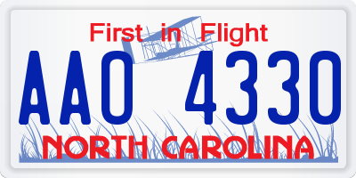 NC license plate AAO4330