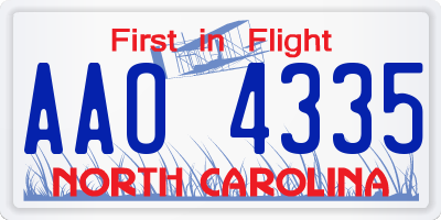 NC license plate AAO4335