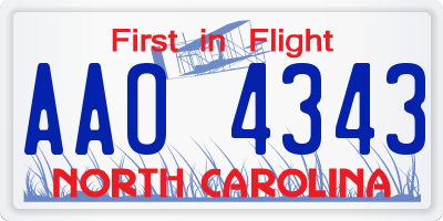 NC license plate AAO4343